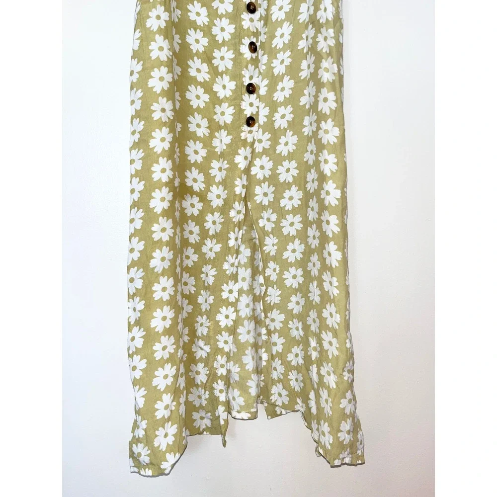 Anthropologie Faithfull the Brand Arrieta Daisy Midi Slit Dress Tie Strap Size 4